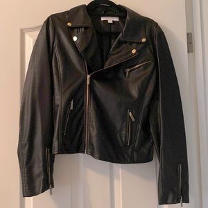 Faux-Leather Moto Jacket